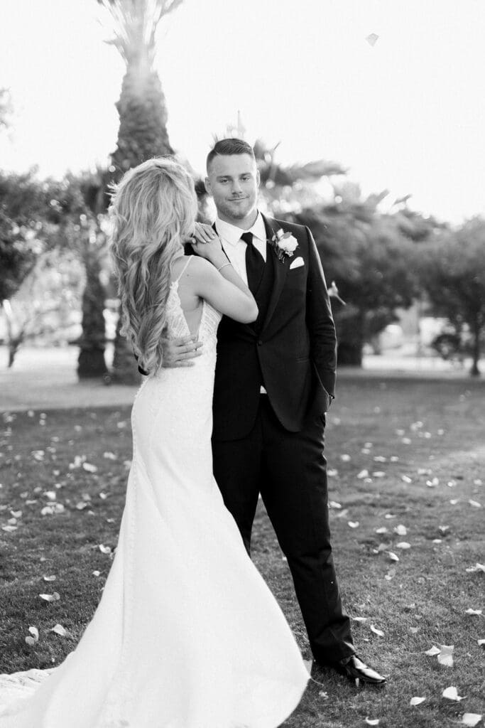 Bride and Groom photos at a Secret Garden Wedding in Phoenix