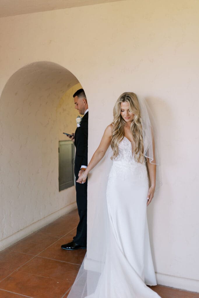 First touch photos at a Secret Garden Wedding in Phoenix