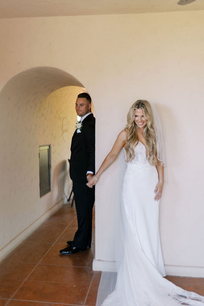 First touch photos at a Secret Garden Wedding in Phoenix