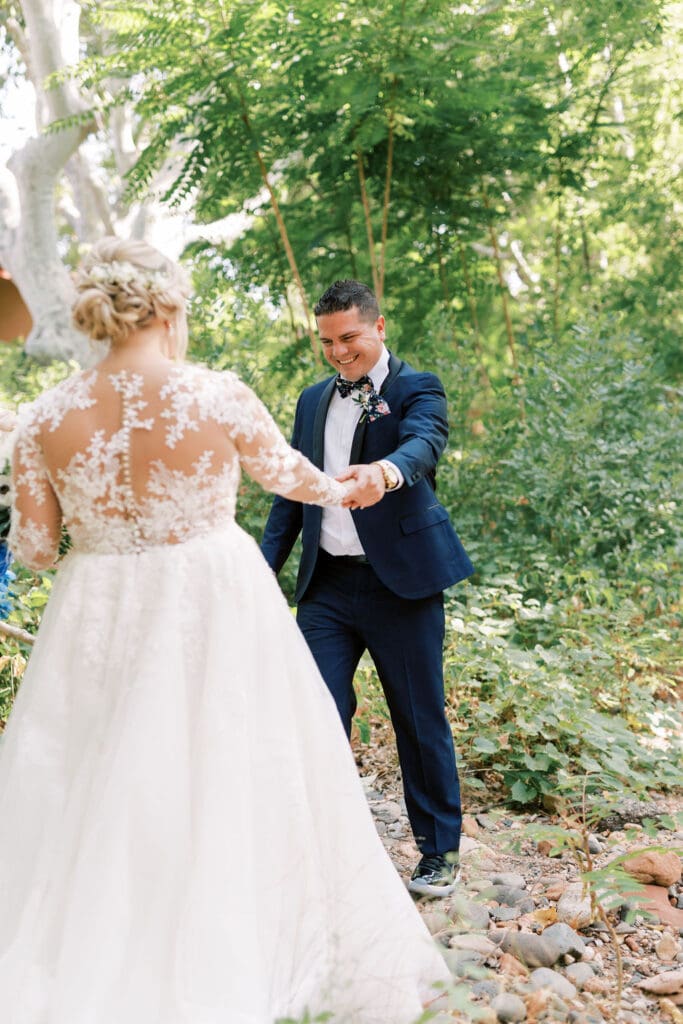 First Look Tlaquepaque Sedona Wedding Photographer